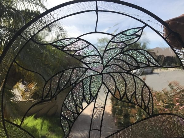 Palm Tree Bliss Leaded Stained Glass Window Panel