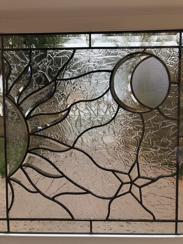 The " Mystical, Sun, Moon And Star" Beveled Leaded Stained Glass Window