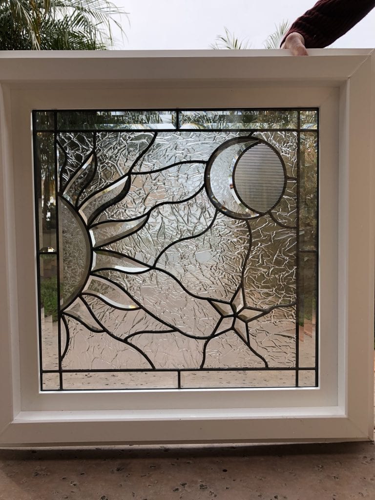 The " Mystical, Sun, Moon And Star" Beveled Leaded Stained Glass Window