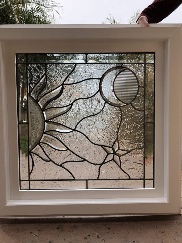 The " Mystical, Sun, Moon And Star" Beveled Leaded Stained Glass Window