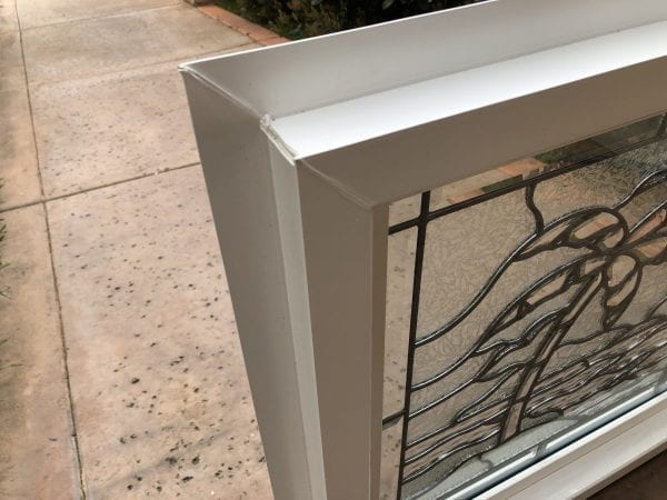 The "Palm Tree & Sunset" Beveled Leaded Stained Glass Window (Insulated In Tempered Glass & Vinyl Framed)