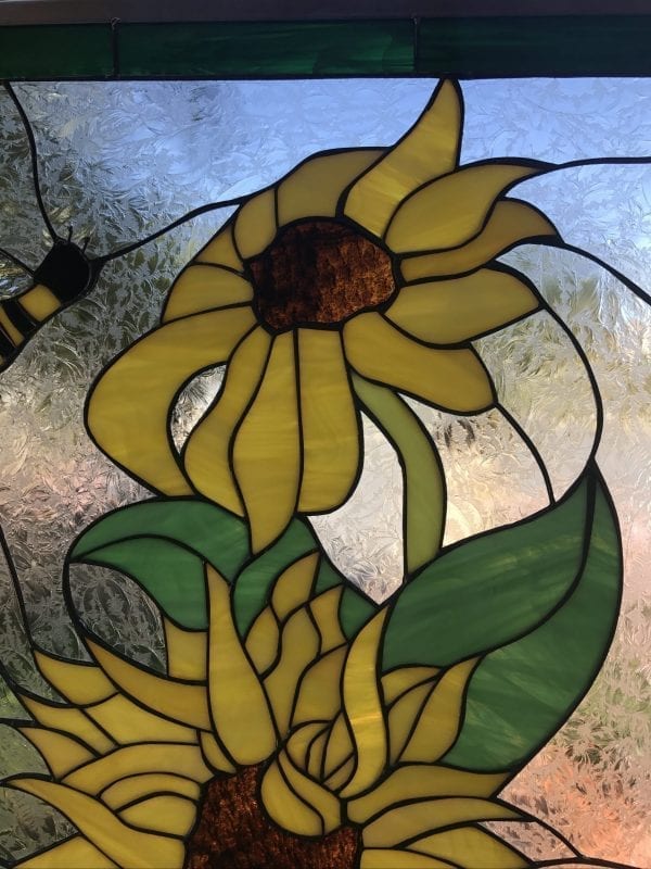 Cheerful! Sunflower Leaded Stained Glass Window Panel