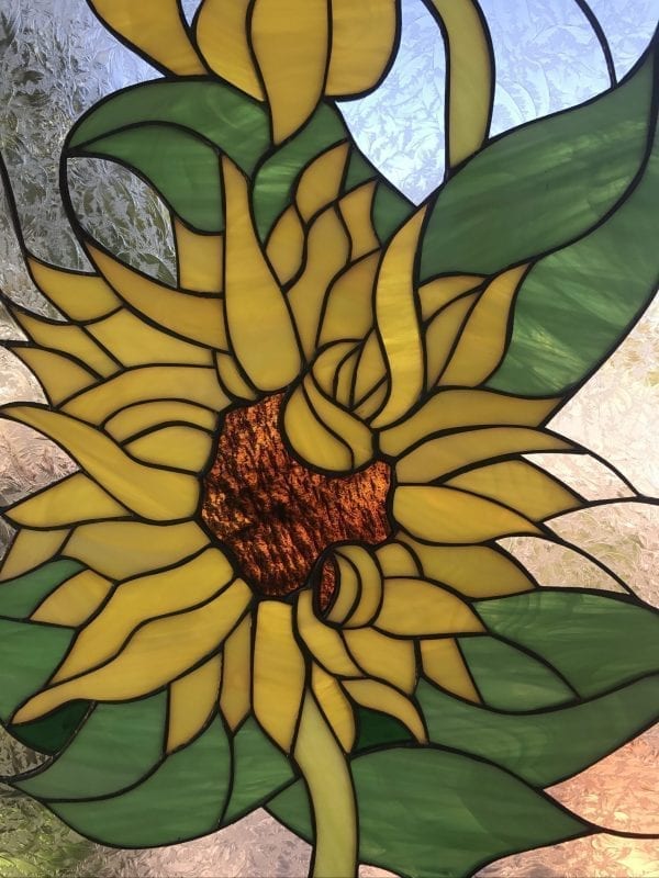 Cheerful! Sunflower Leaded Stained Glass Window Panel