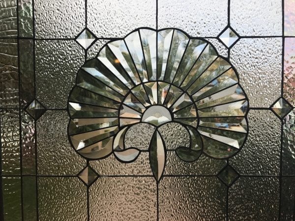Lovely! Beveled Glass Shell Leaded Stained Glass Window Panel
