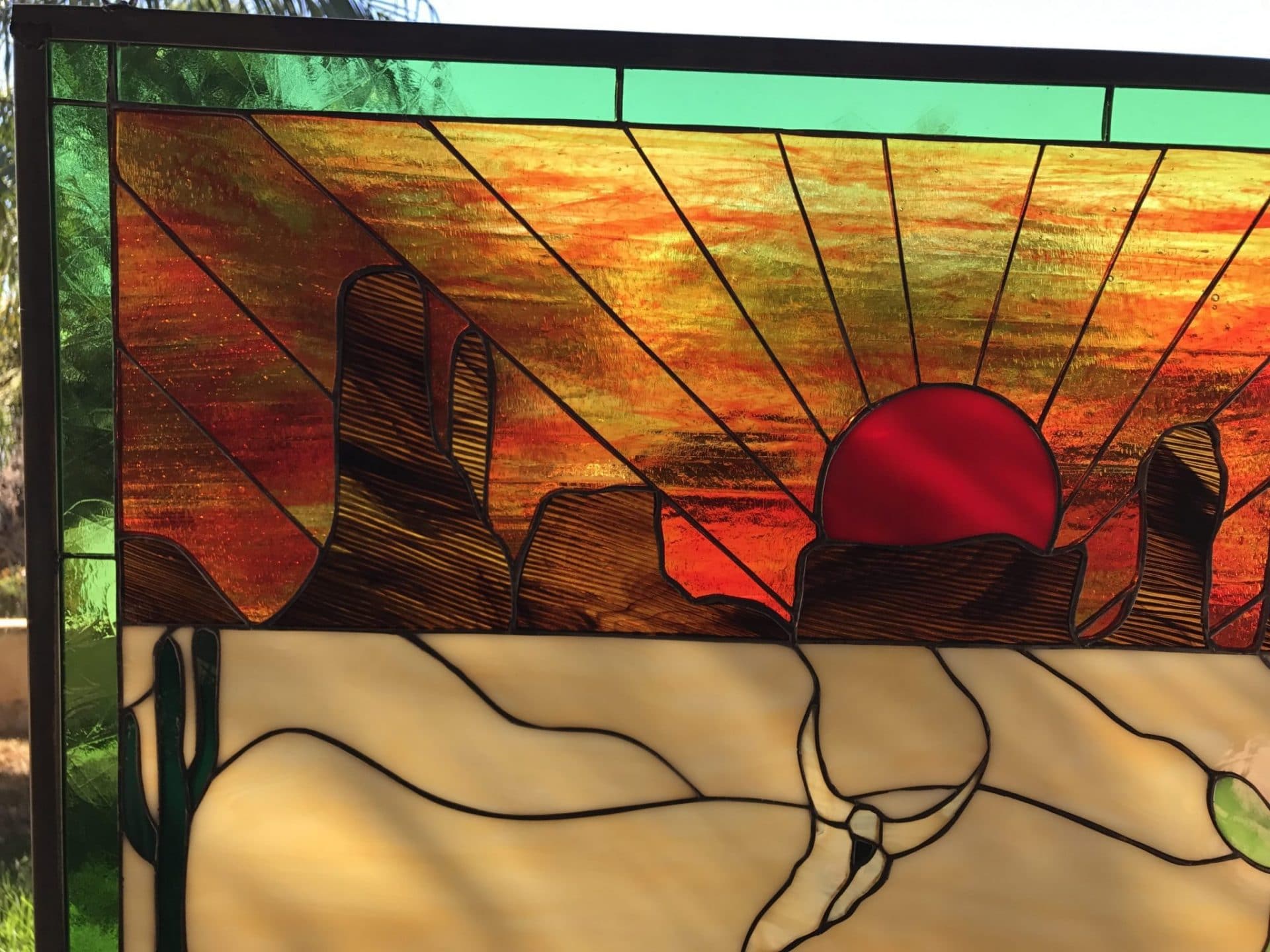 Southwestern Sunset & Butes Leaded Stained Glass