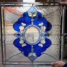 The "La Palma" All Clear Beveled Leaded Stained Window Glass Panel