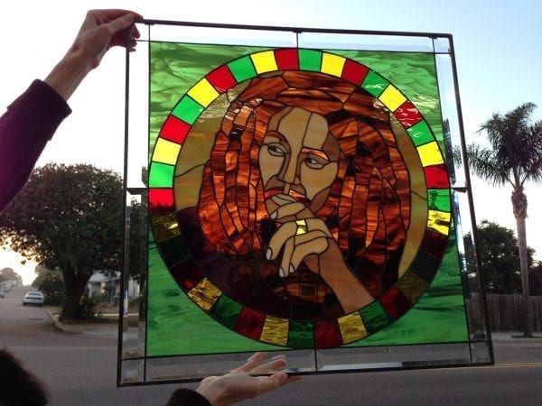 Bob Marley Leaded Stained Glass Window Panel