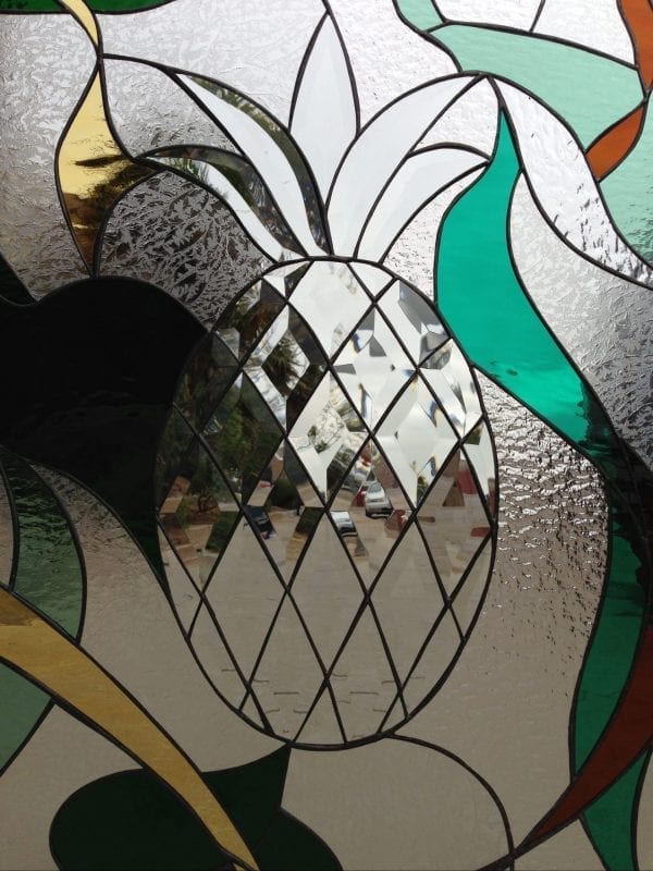 Beveled Pineapple Abstract Leaded Stained Glass Window