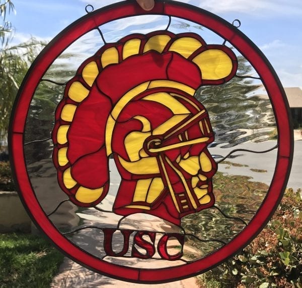 College Pride!! USC Trojan Logo Leaded Stained Glass Window