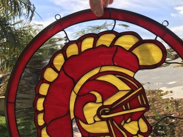 College Pride!! USC Trojan Logo Leaded Stained Glass Window