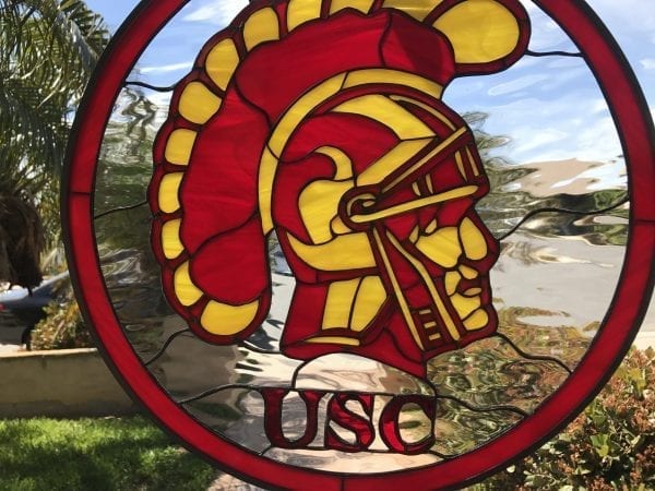 College Pride!! USC Trojan Logo Leaded Stained Glass Window