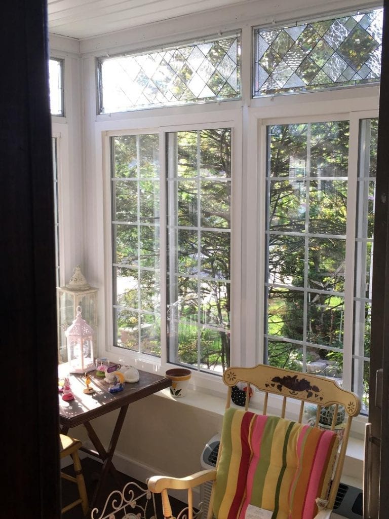 Beveled Leaded Glass Windows Installed into A Enclosed Porch In New York (Before)