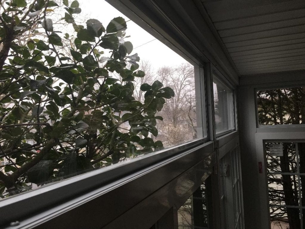 Beveled Leaded Glass Windows Installed into A Enclosed Porch In New York (Before)