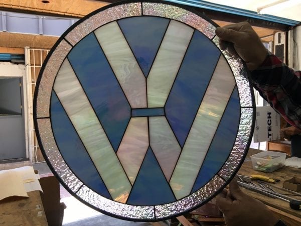 So cool! Iridescent Volkswagen Leaded Stained Glass Window Panel