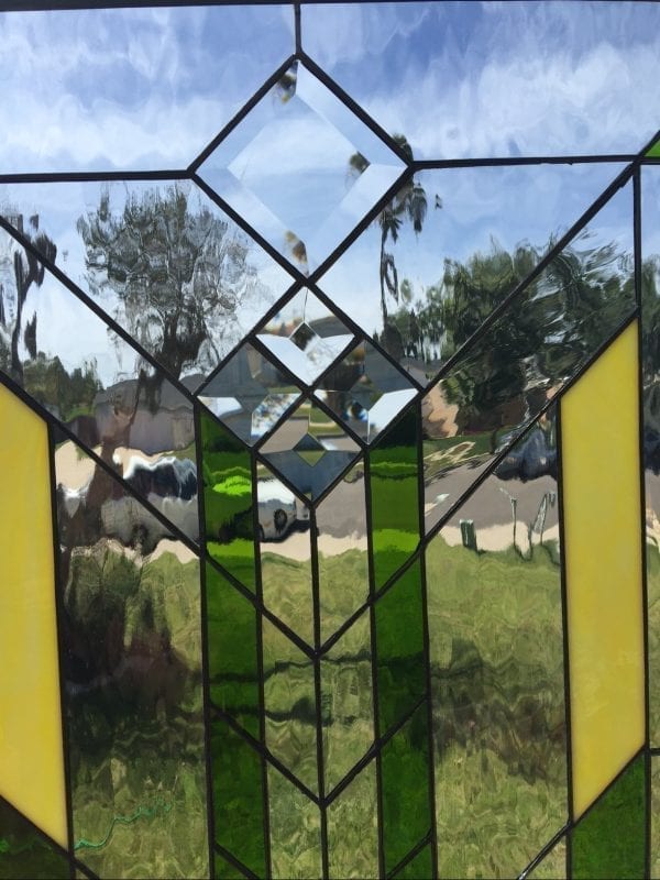 Beautiful "Calabasas" Geometric Prairie Style Leaded Stained Glass Window