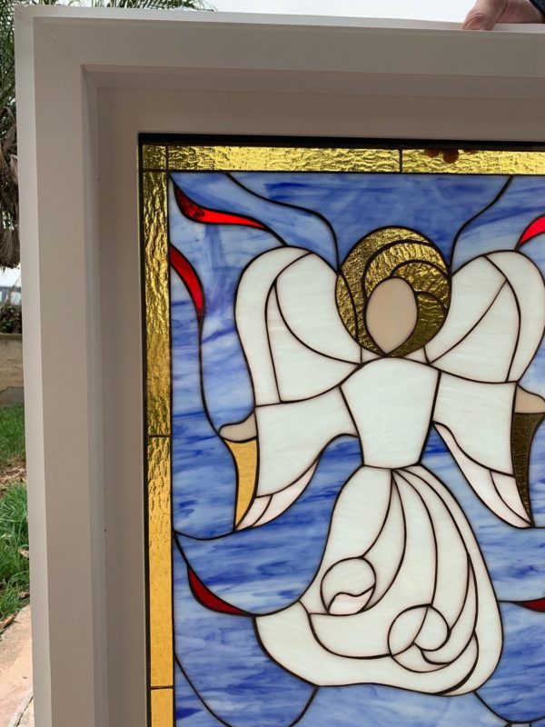 Lovely! Angel and Doves Stained Glass Window (Insulated In Tempered Glass & Vinyl Framed)