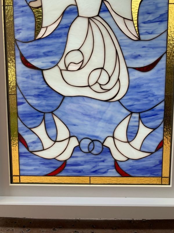 Lovely! Angel and Doves Stained Glass Window (Insulated In Tempered Glass & Vinyl Framed)