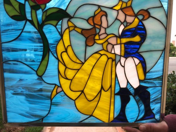 Mystical! Beauty and the Beast Stained Glass Window Panel