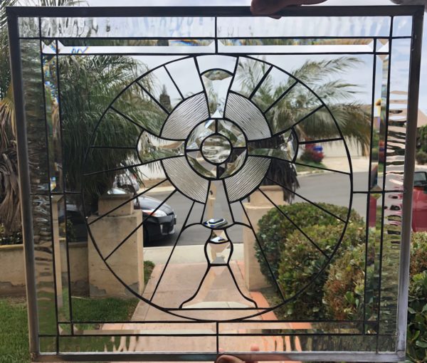 All Clear Beveled Cross Beveled Stained Glass Window Panel