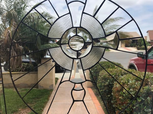 All Clear Beveled Cross Beveled Stained Glass Window Panel