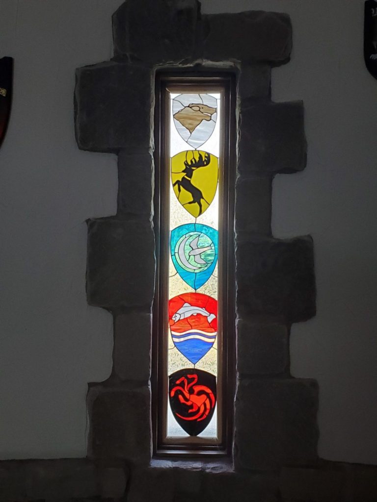Stained Glass Game Of Thrones Symbols Installed In A Castle In Tennessee