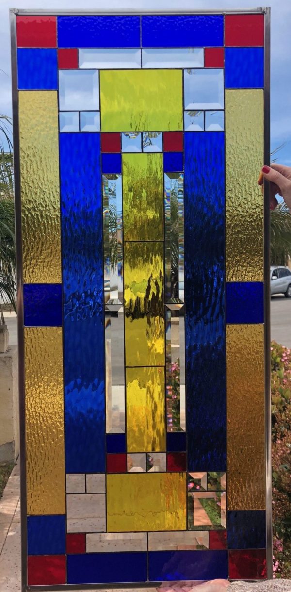 Classic Craftsman Mission Style Stained Glass Window Panel