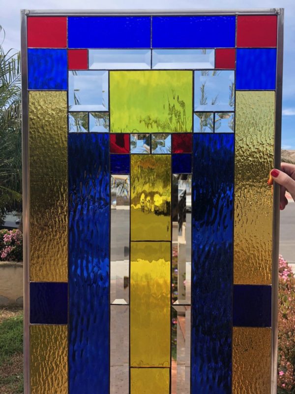 Classic Craftsman Mission Style Stained Glass Window Panel