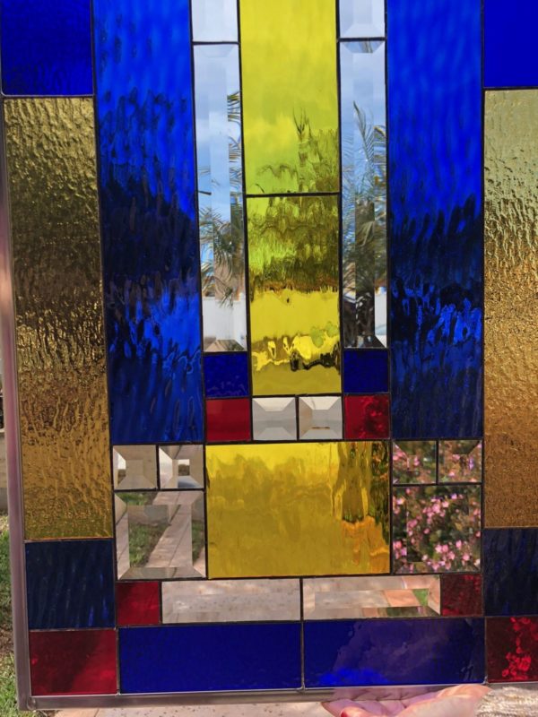 Classic Craftsman Mission Style Stained Glass Window Panel