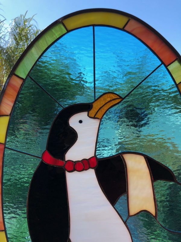The Penguin Waiter Stained Glass Window Panel