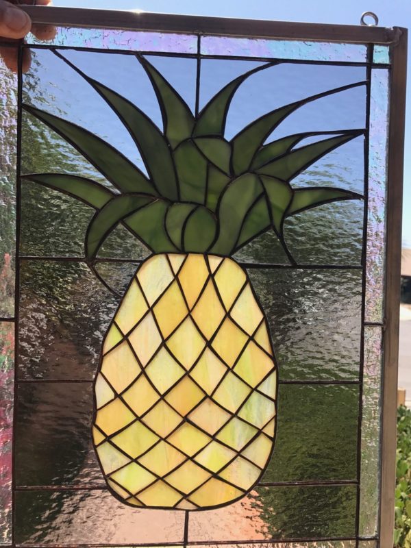 Fresh Harvested Pineapple Stained Glass Window Panel