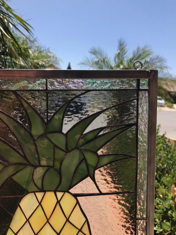 Fresh Harvested Pineapple Stained Glass Window Panel
