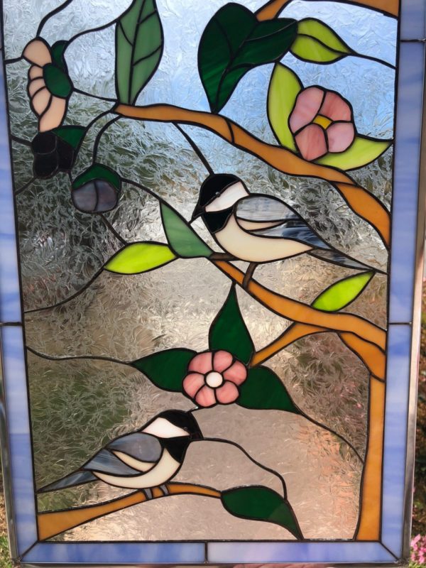 Lovely! Birds And Blossoms Stained Glass Window Panel#2