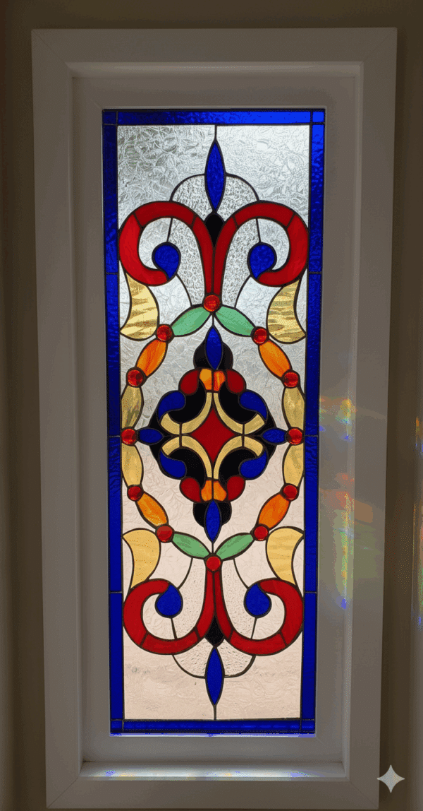 Decorative! Victorian Stained Glass Window (Insulated In Tempered Glass & Vinyl Framed)