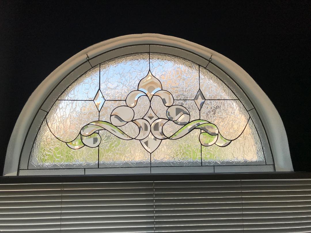 Classic! Arched Beveled Leaded Glass Window Installed In A Client's Living Room