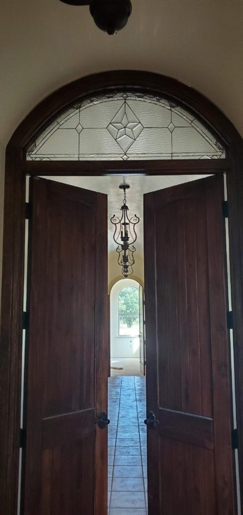 Arched Stained Glass Transom Window Installed In Texas