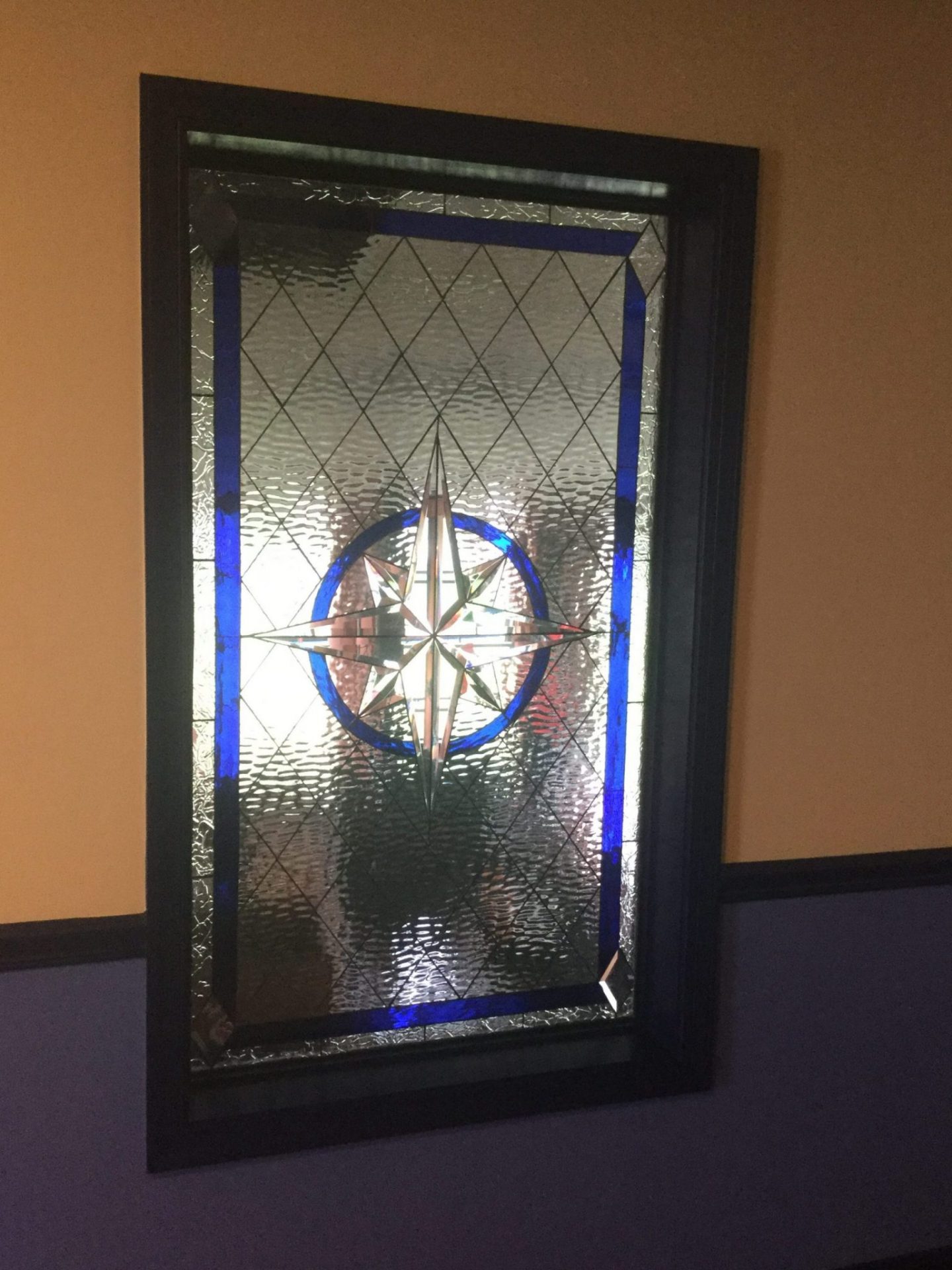 Beautiful! Beveled Compass Rose Stained Glass Window Installed In Dining Room