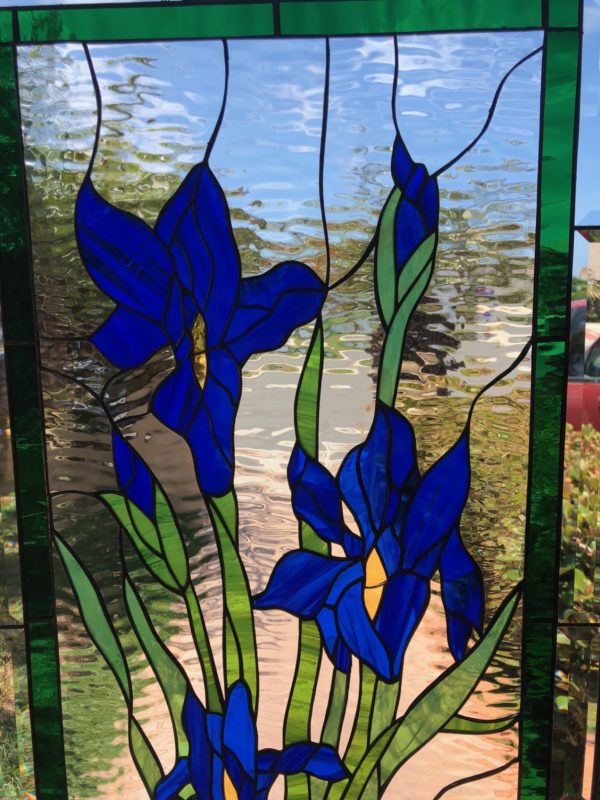 Wow! Waterglass Iris Stained Glass Window Panel