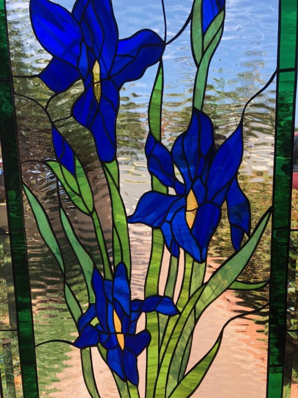 Wow! Waterglass Iris Stained Glass Window Panel