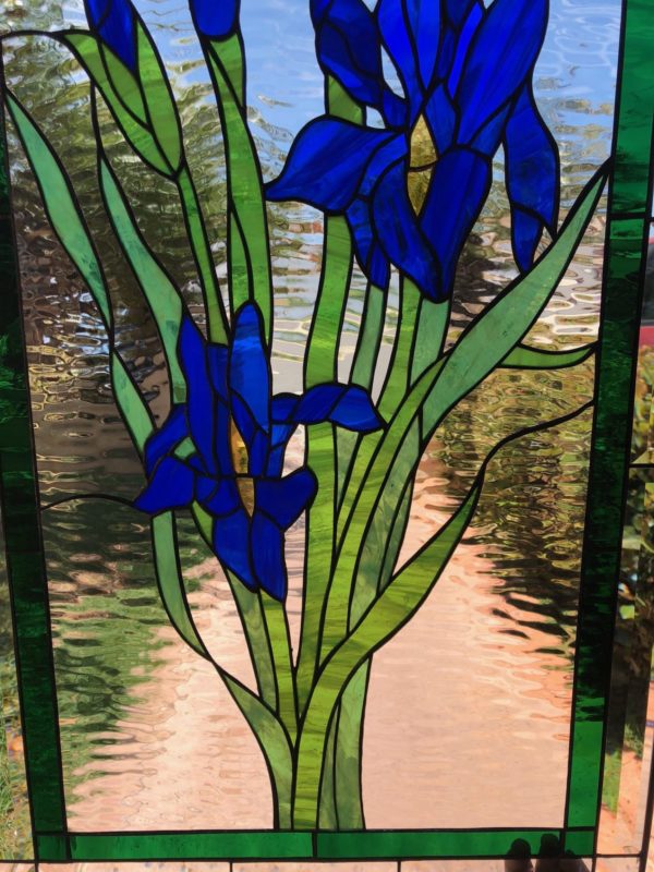 Wow! Waterglass Iris Stained Glass Window Panel