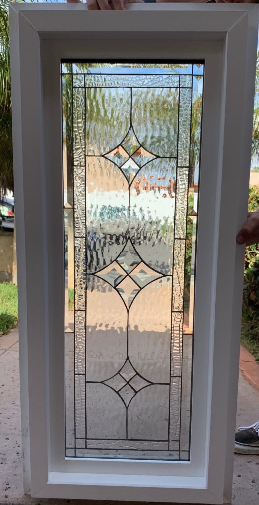 Simple & Elegant!! The "Mountain View" Stained and Beveled Glass Window (Insulated In Tempered Glass & Vinyl Framed)