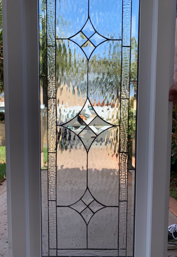 Simple & Elegant!! The "Mountain View" Stained and Beveled Glass Window (Insulated In Tempered Glass & Vinyl Framed)