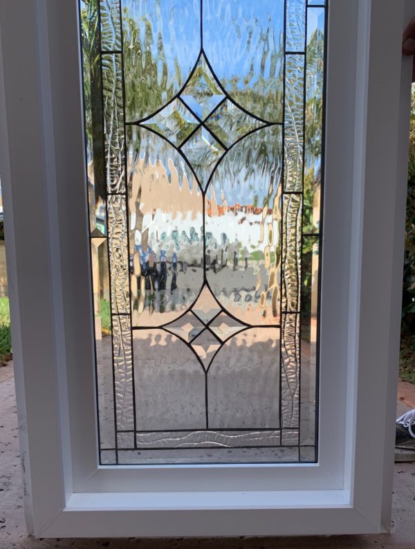 Simple & Elegant!! The "Mountain View" Stained and Beveled Glass Window (Insulated In Tempered Glass & Vinyl Framed)