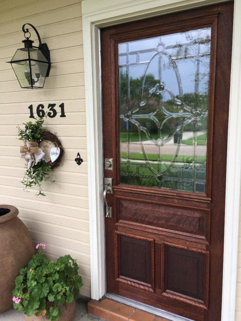 All Beveled Triple Pane Insulated Unit Installed In An Exterior Front Door