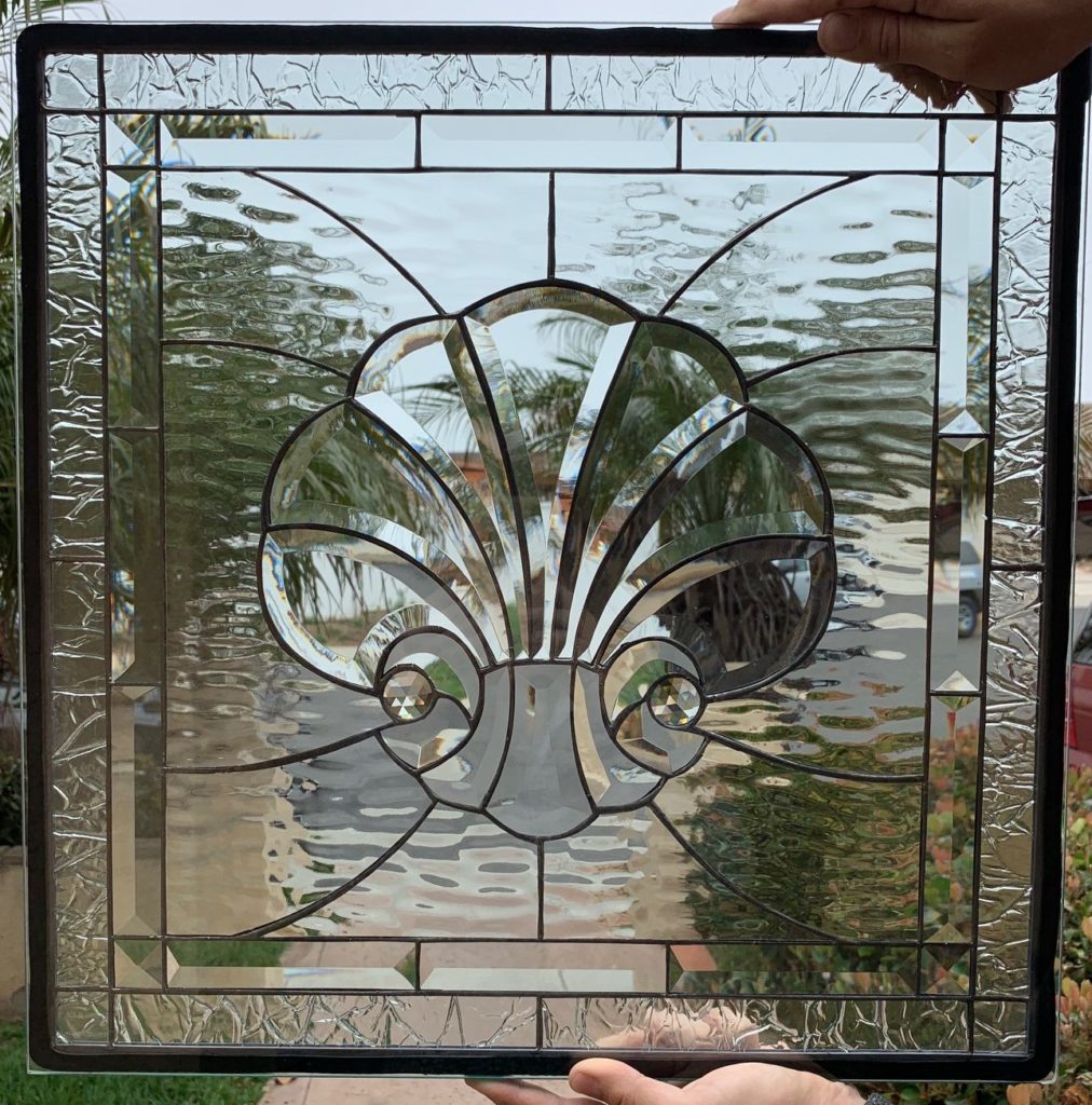 All Clear Beveled Scallop Shell Stained Glass Window Panel