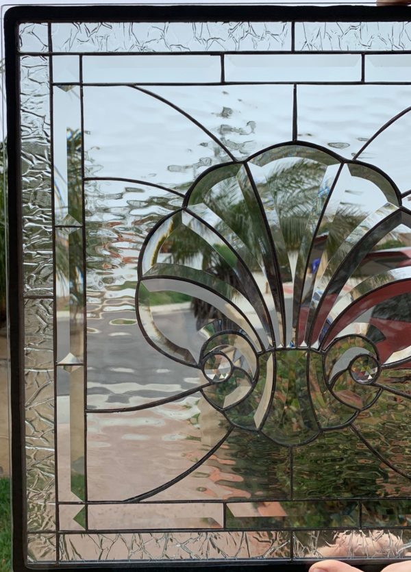 All Clear Beveled Scallop Shell Stained Glass Window Panel