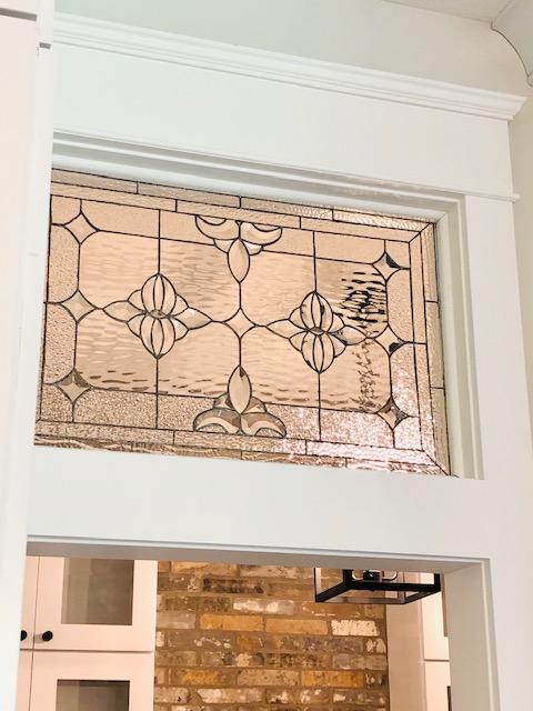 Stylish! Single Pane Stained & Beveled Glass Interior Transom Window