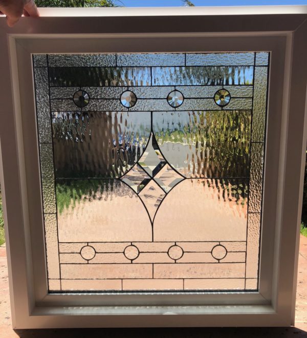 The "Poway" Beveled & Stained Glass Window (Insulated In Tempered Glass & Vinyl Framed)
