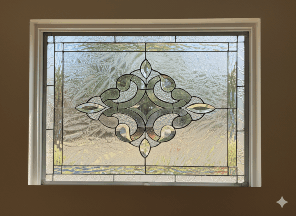 The "Wilmington" All Clear Beveled Victorian Stained Glass Window Panel