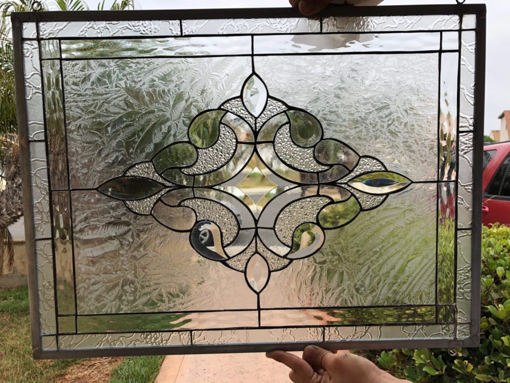 The "Wilmington" All Clear Beveled Victorian Stained Glass Window Panel