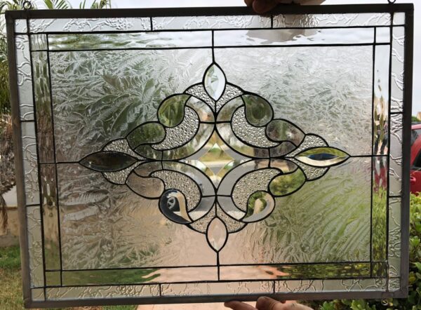 The "Wilmington" All Clear Beveled Victorian Stained Glass Window Panel